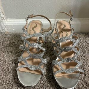 Nina Silver Crystal Strappy Heels